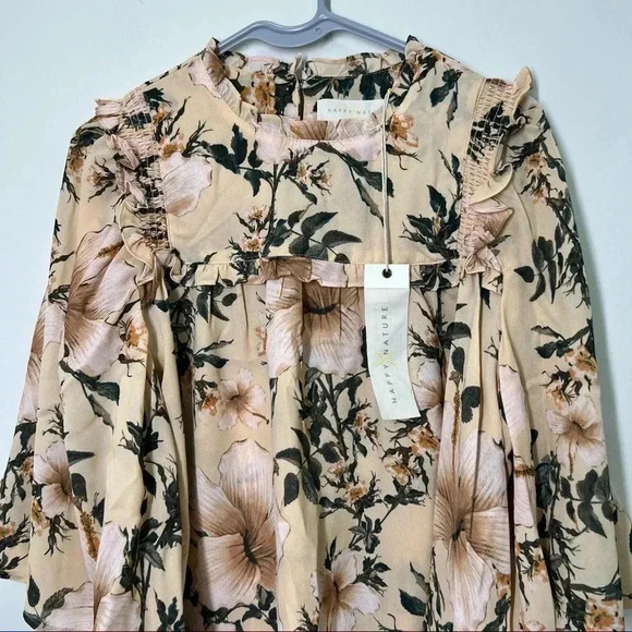 Happy x Nature Kate Hud Ruffle Floral Long Sleeve Size M - Picture 2 of 8